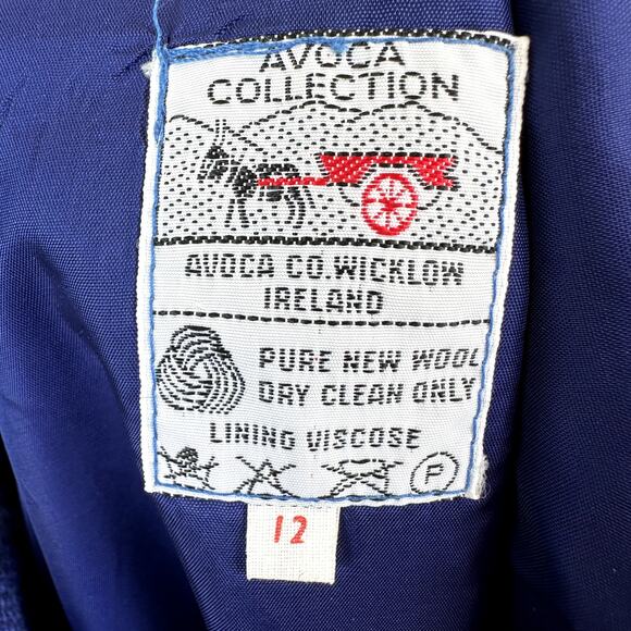 Vintage Avoca Collection 100% Irish Wool Cobalt Blue Midi Skirt Sz 6 Luxury - Picture 5 of 5